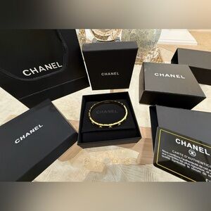 CHANEL Gold and Black Bracelet in Signature Box